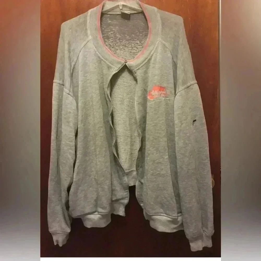Vintage Men NIKE Gray Label Gray Orange Logo Zip Up Track Jacket Sz 3XL? Swoosh